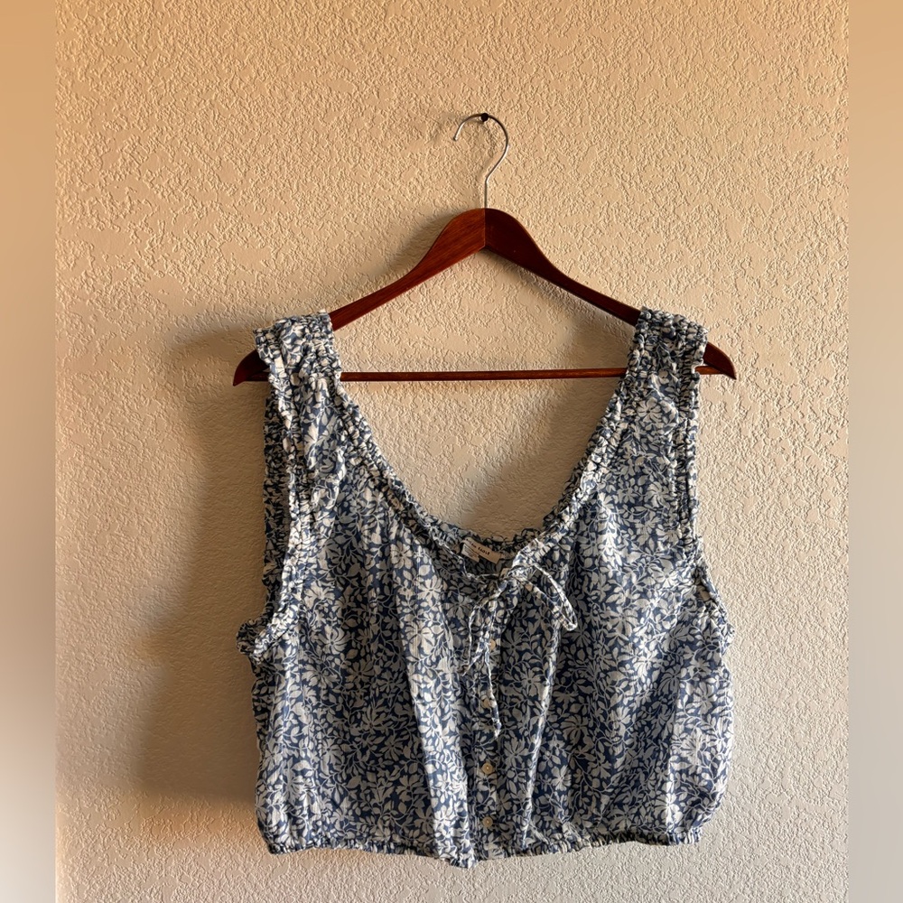 American Eagle Outfitters Blue Floral Crop Top